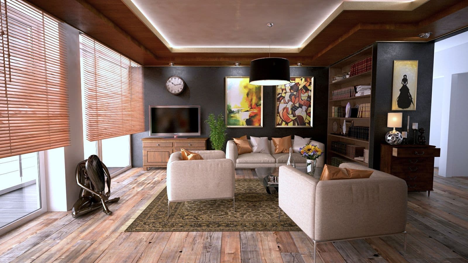 Apartment living space with a clean painted finish