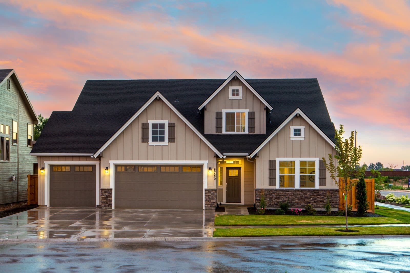 Freshly painted exterior house walls